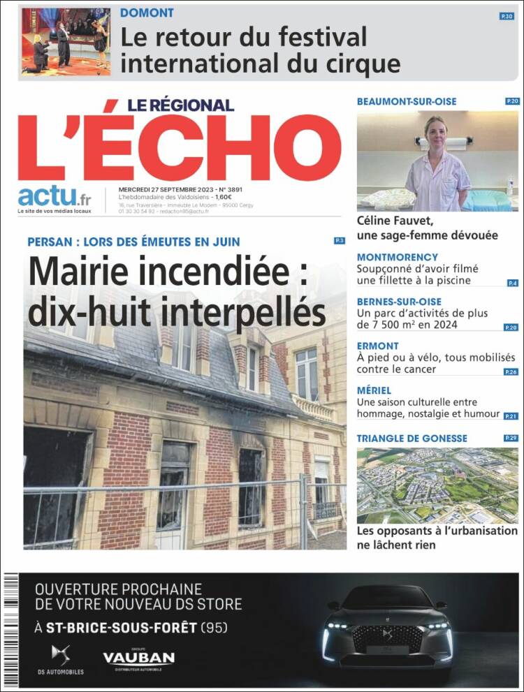 Portada de L'Echo de la Haute-Vienne (Francia)