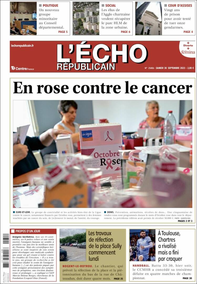 Portada de L'Echo Républicain (Francia)