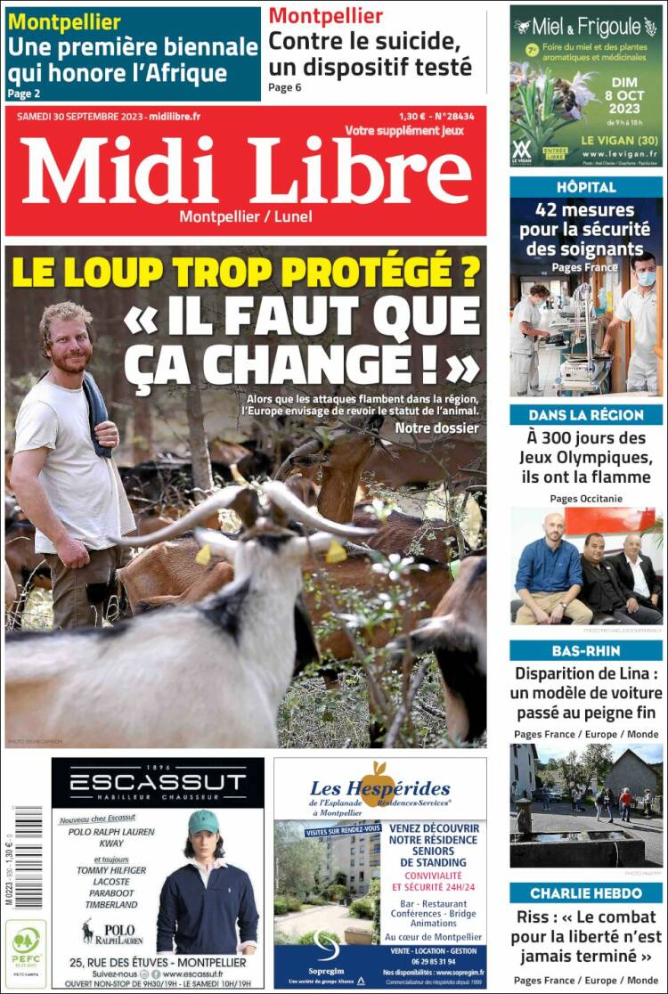 Portada de Midi Libre (Francia)