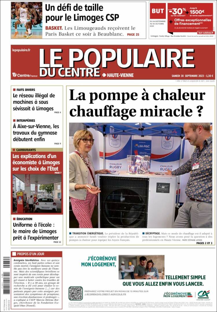 Portada de Le Populaire du Centre (Francia)