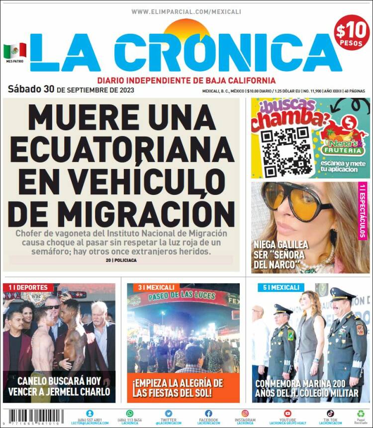 Portada de La Crónica de Baja California (M&eacute;xico)