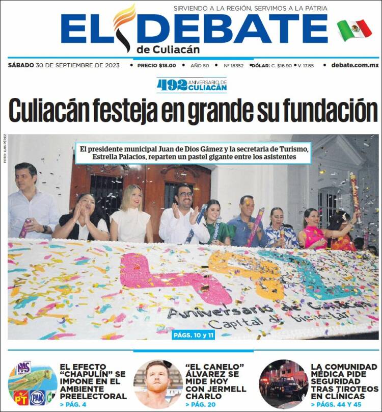 Portada de El Debate de Culiacán (M&eacute;xico)