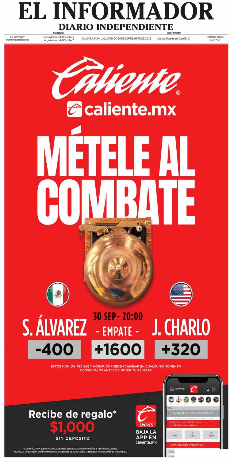 Portada de El Informador (M&eacute;xico)