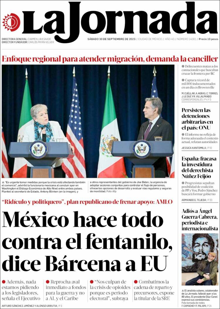 Portada de La Jornada (M&eacute;xico)