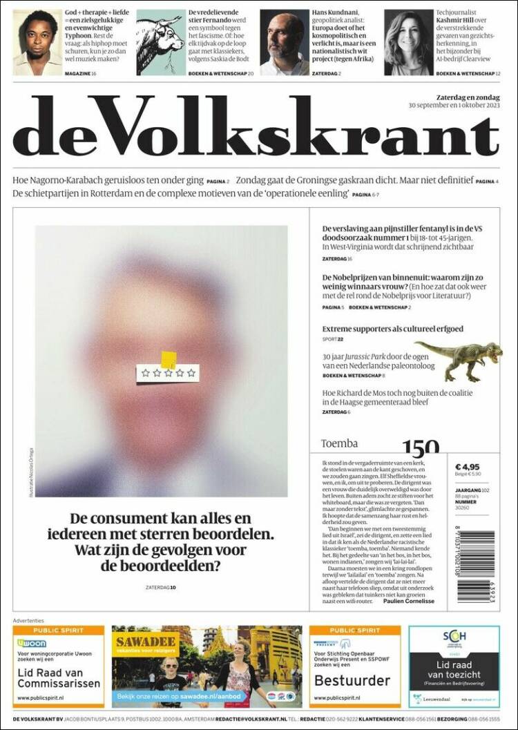 Portada de De Volkskrant (Pa&iacute;ses Bajos)