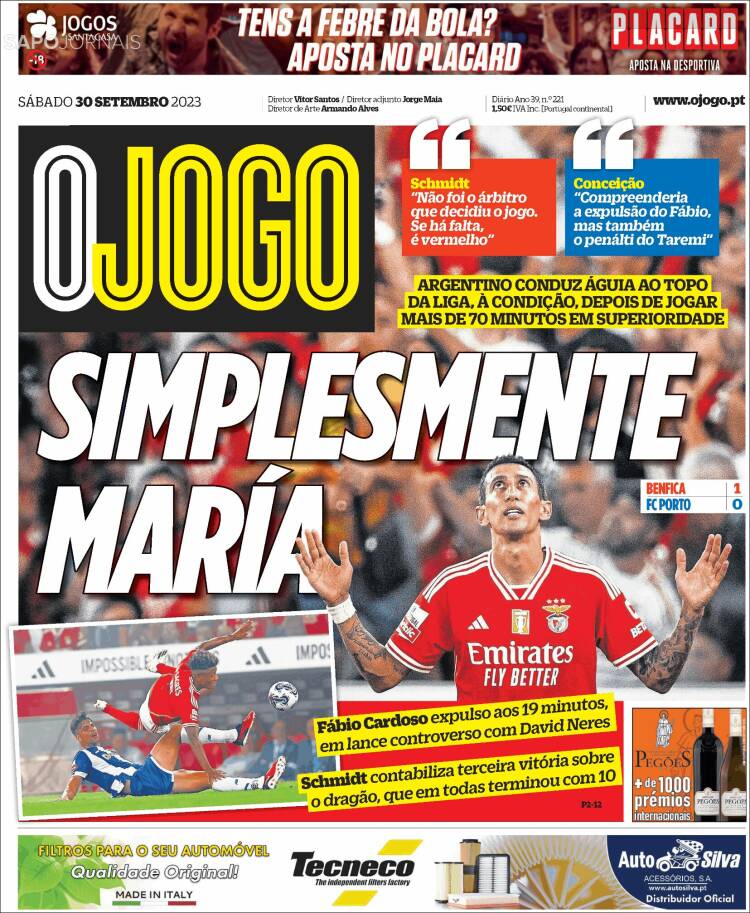 Portada de O Jogo (Portugal)