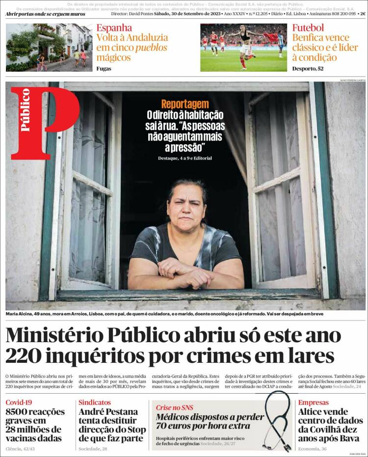 Portada de Público (Portugal)
