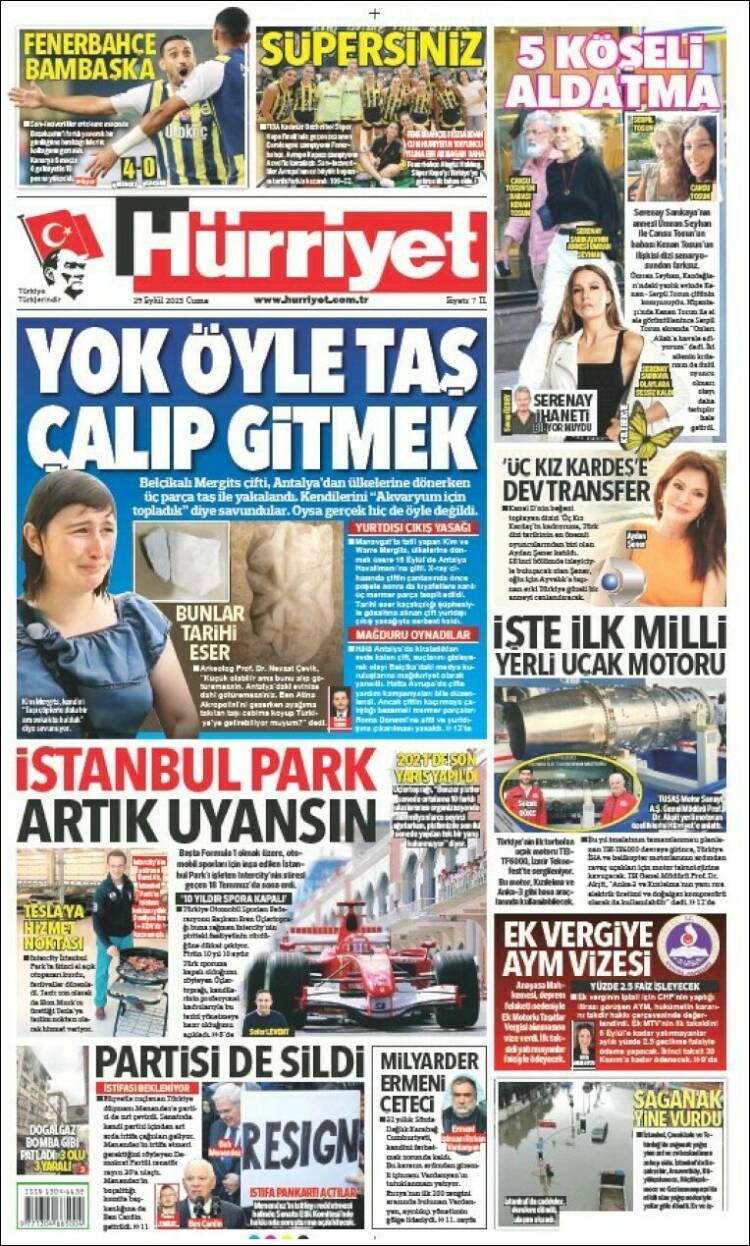 Portada de Hürriyet (Turqu&iacute;a)