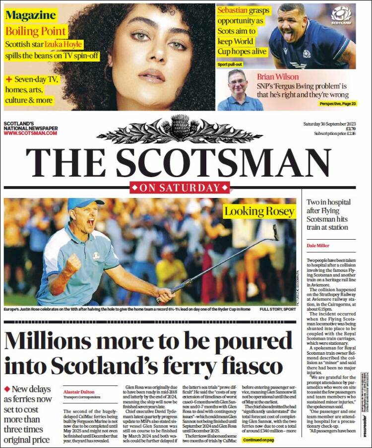 Portada de The Scotsman (Reino Unido)