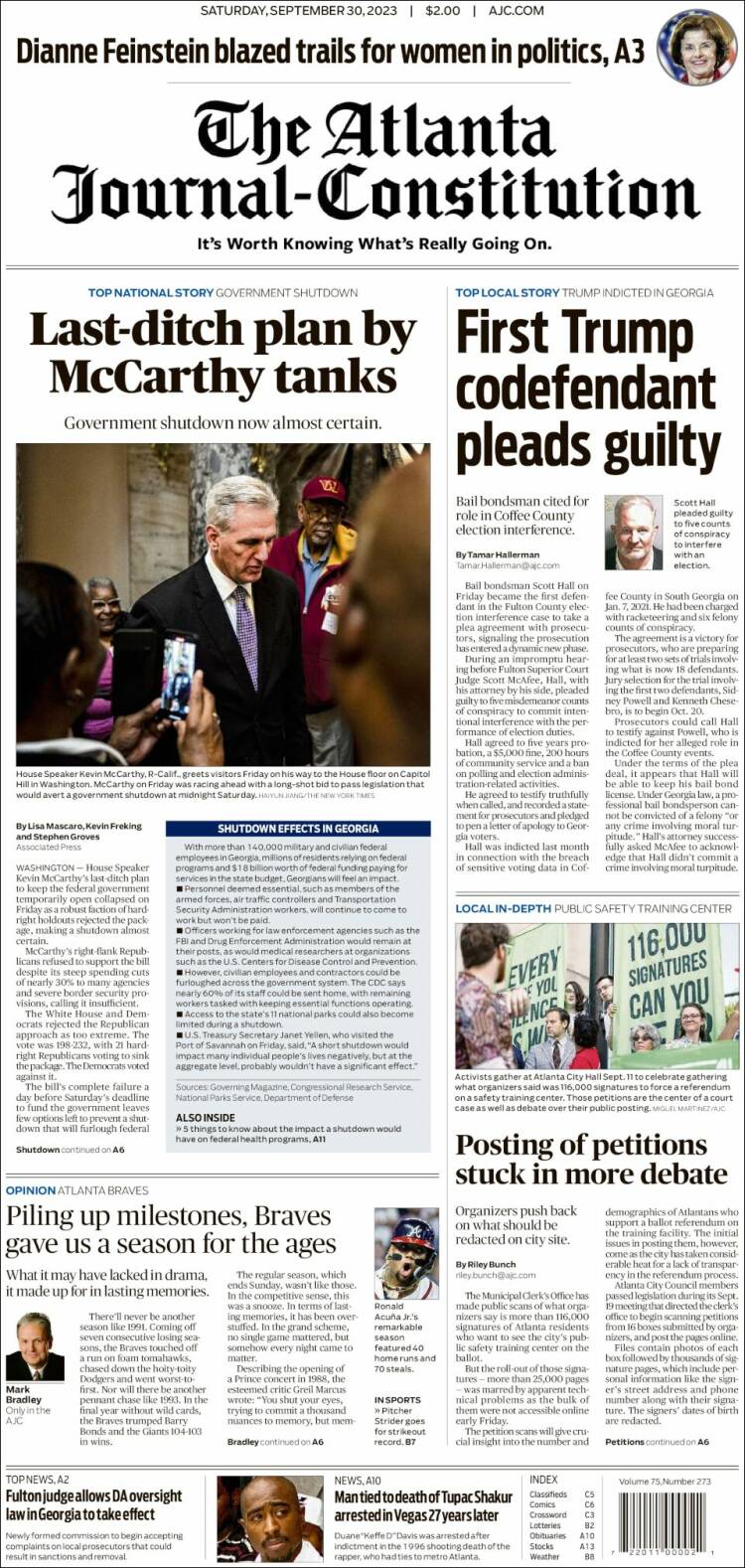 Portada de The Atlanta Journal-Constitution (USA)