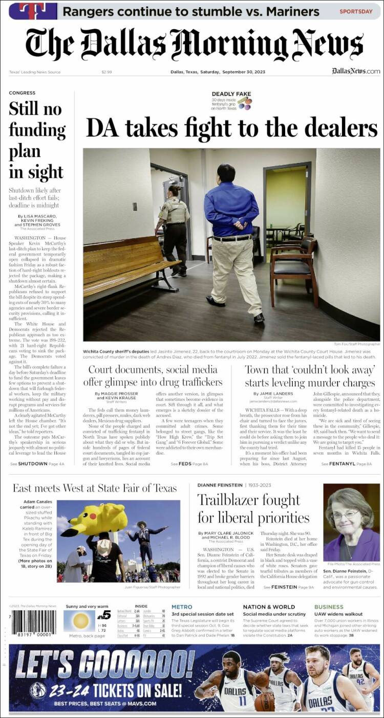 Portada de Dallas Morning News (USA)