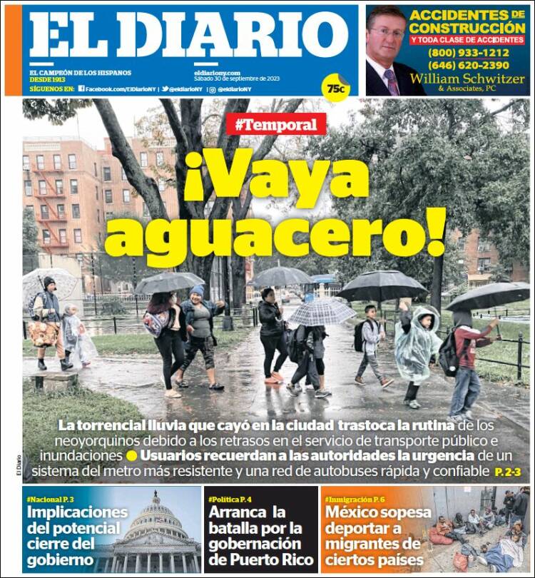 Portada de El Diario NY (USA)