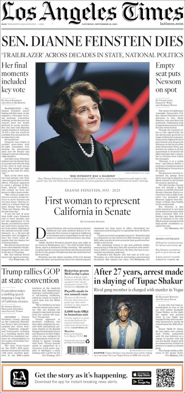 Portada de Los Angeles Times (USA)