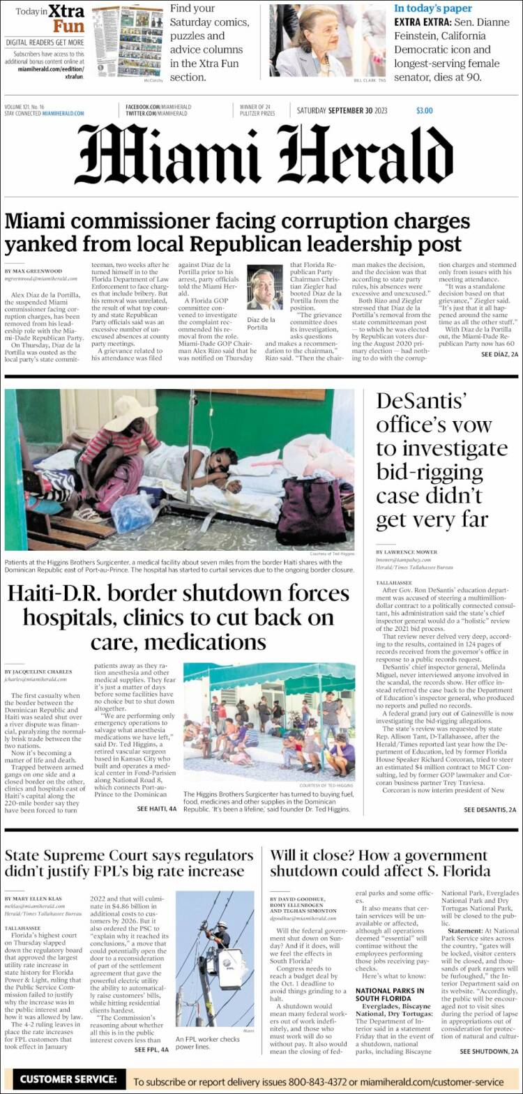 Portada de Miami Herald (USA)
