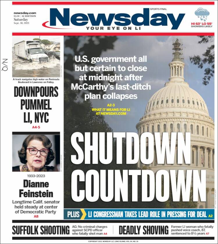 Portada de Newsday (USA)