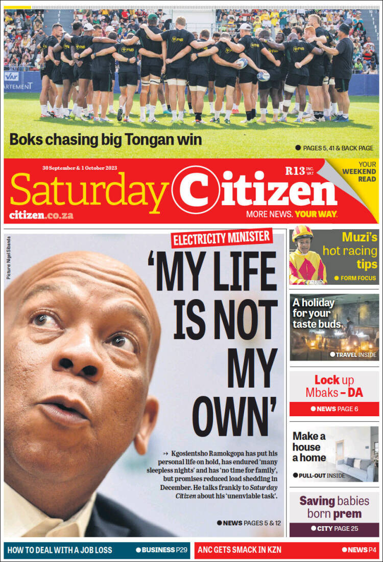 Portada de The Citizen (Sud&aacute;frica)
