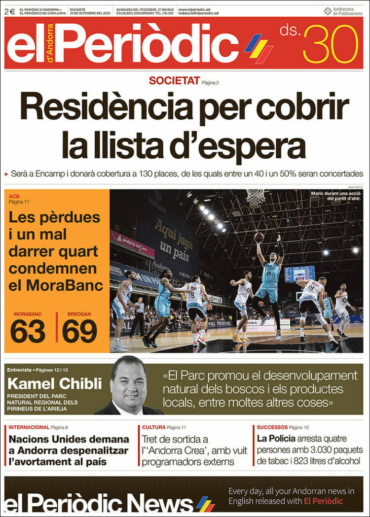 Portada de El Periòdic d'Andorra (Andorra)