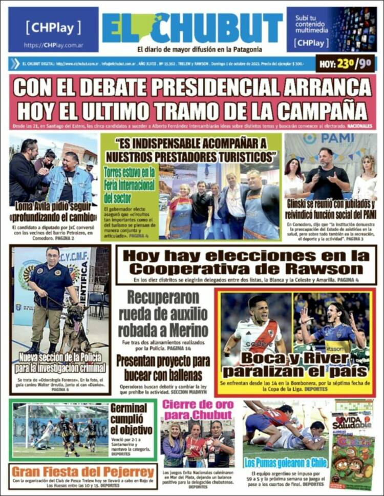 Portada de El Chubut (Argentina)