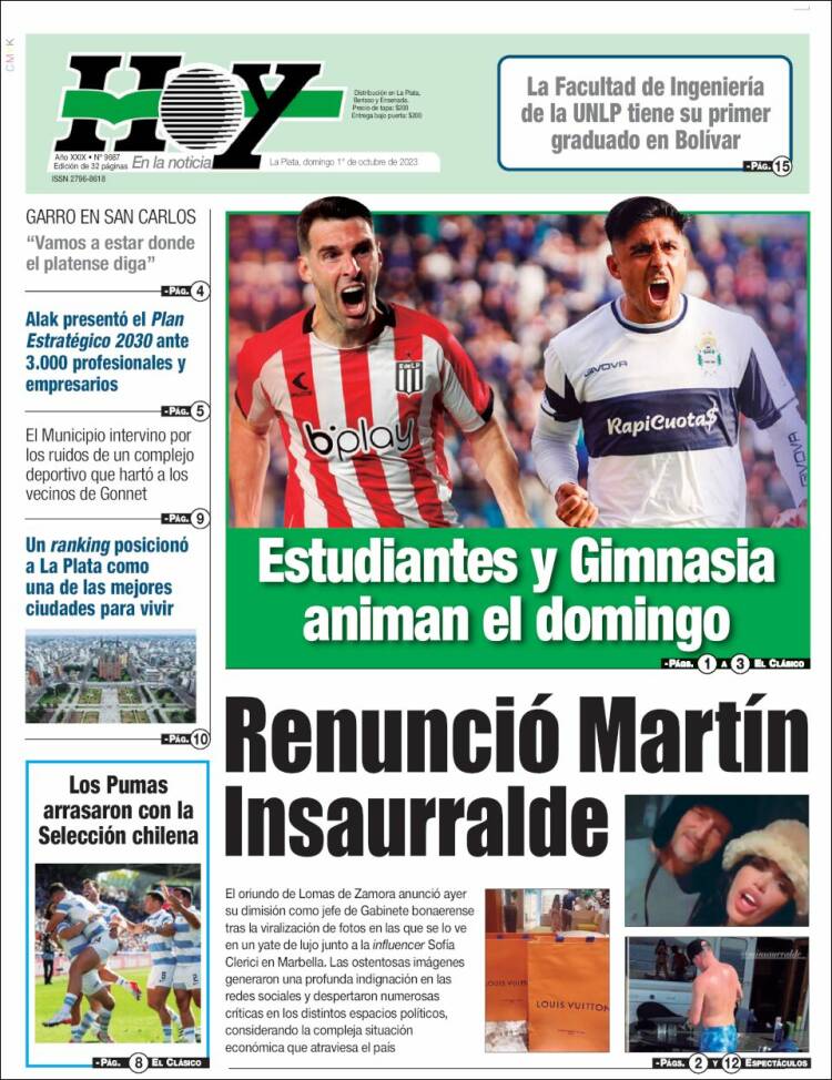 Portada de Diario Hoy (Argentina)
