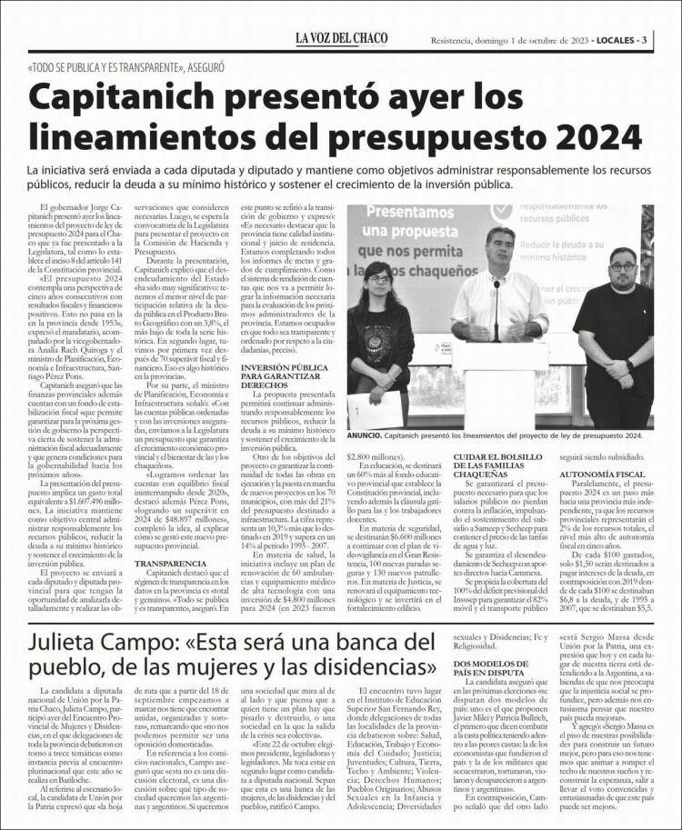 Portada de La Voz del Chaco (Argentina)