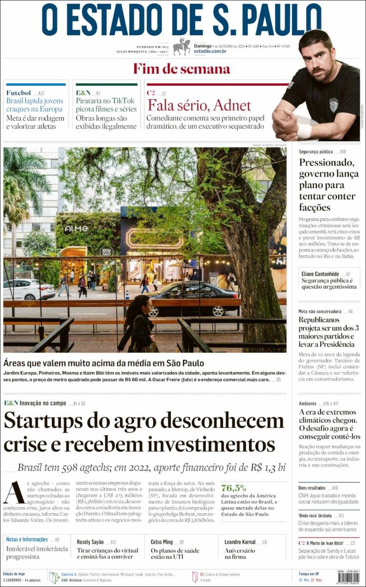 Portada de O Estado de São Paulo (Brasil)