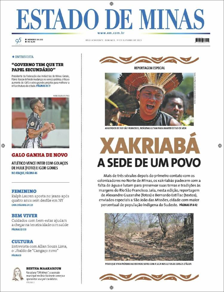 Portada de Jornal Estado de Minas (Brasil)
