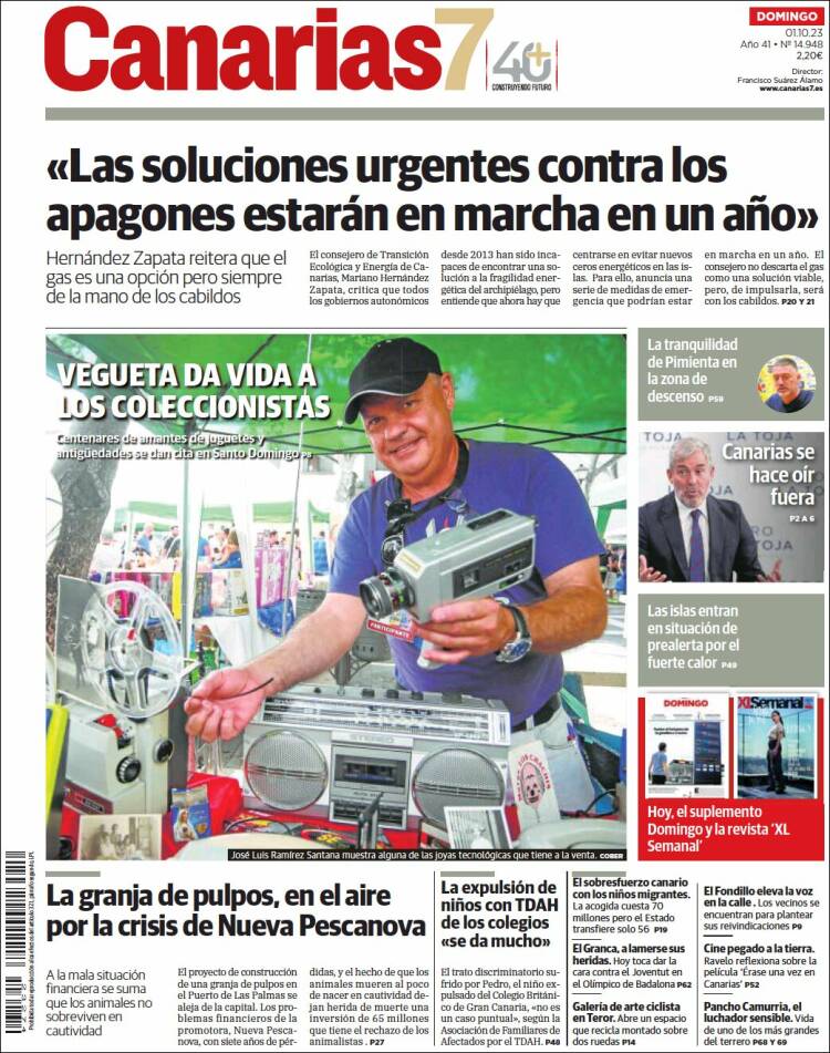 Portada de Canarias 7 (España)