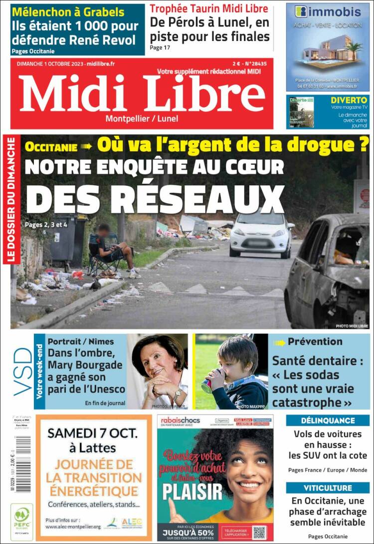 Portada de Midi Libre (Francia)