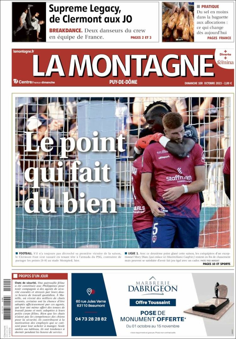 Portada de La Montagne (Francia)