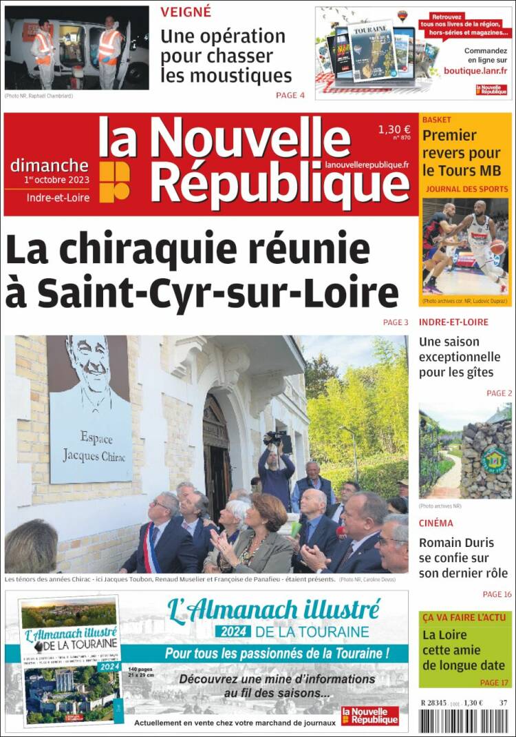 Portada de La Nouvelle Republique (Francia)