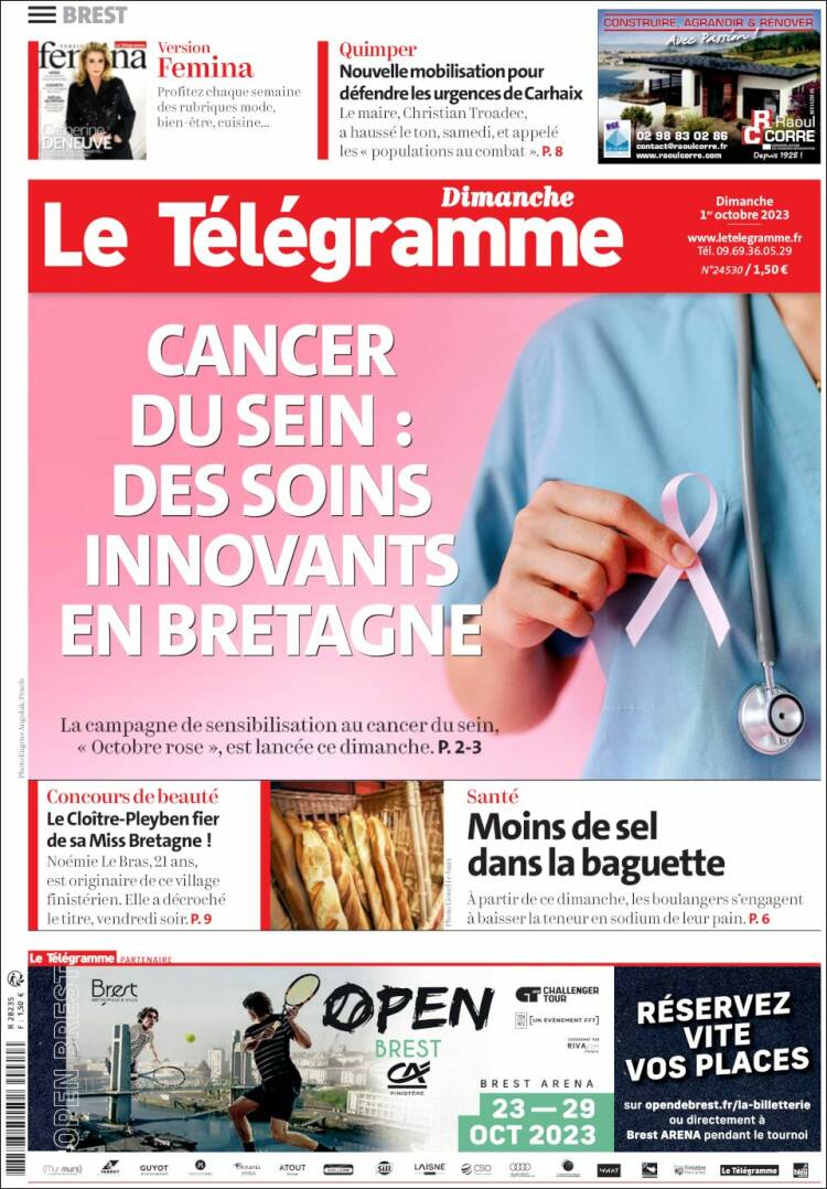 Portada de Télégramme (Francia)