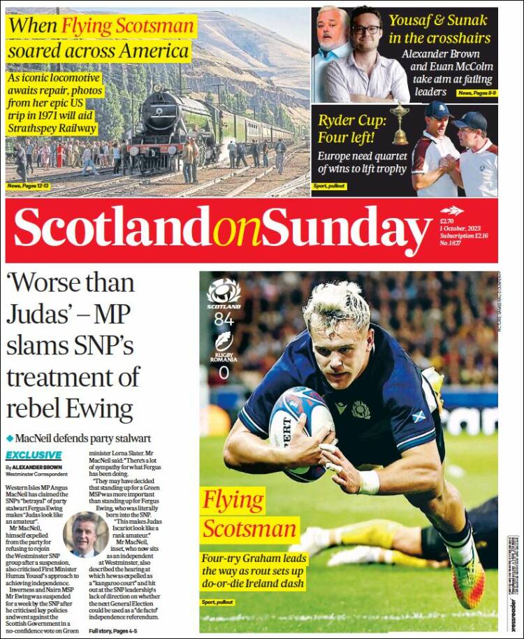 Portada de The Scotsman (Reino Unido)