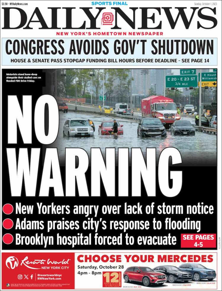 Portada de Daily News - New York (USA)