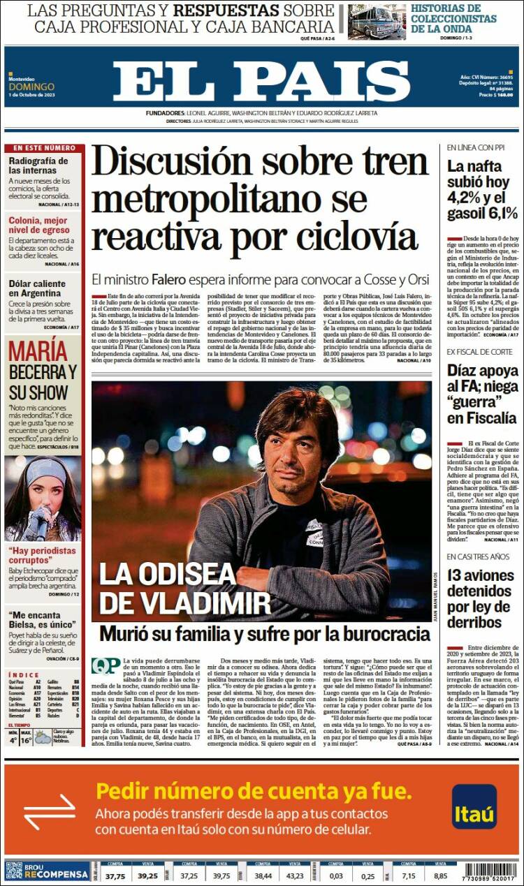 Portada de El País (Uruguay)