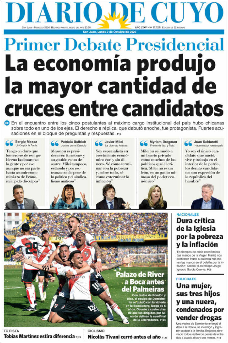 Portada de Diario de Cuyo (Argentina)
