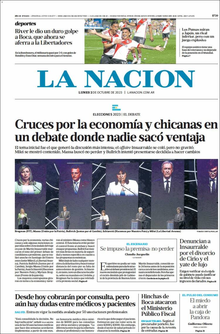 Portada de La Nación (Argentina)
