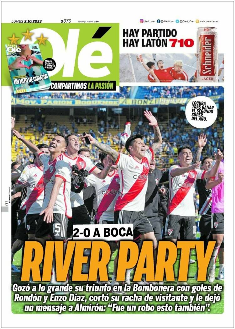 Portada de Olé (Argentina)