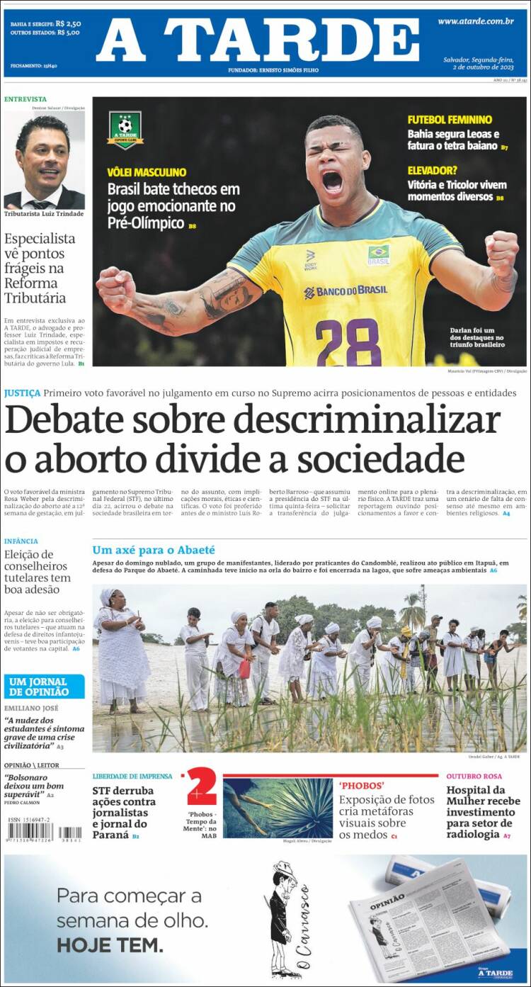Portada de Diário A Tarde (Brasil)