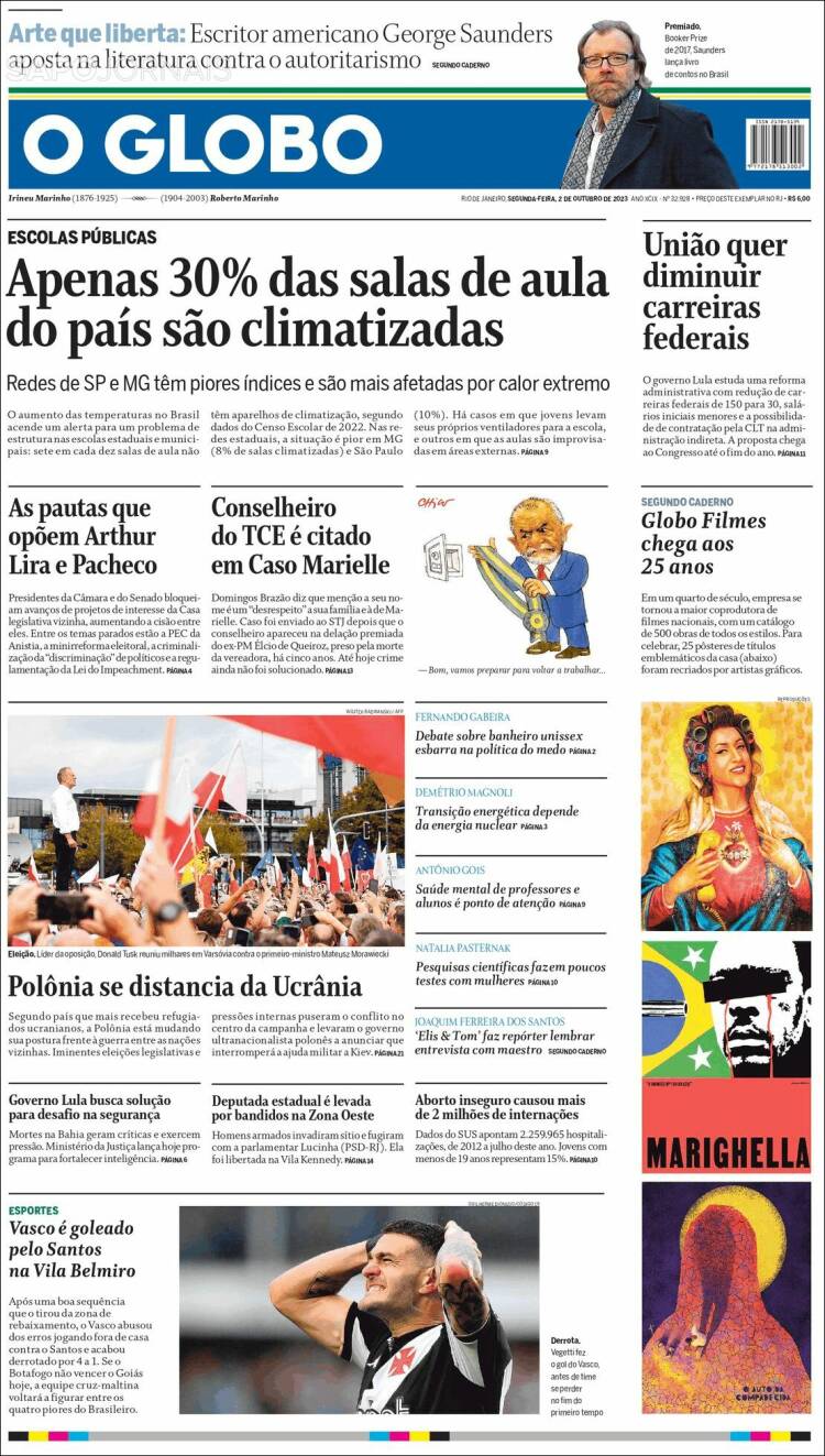 Portada de O Globo (Brasil)