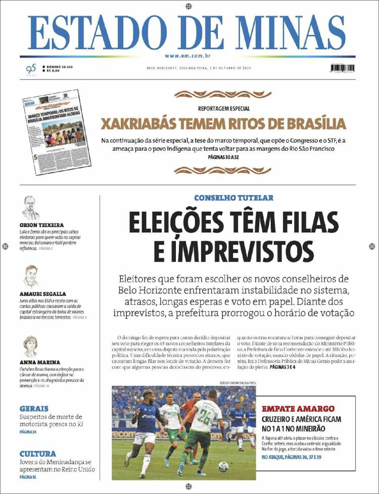 Portada de Jornal Estado de Minas (Brasil)