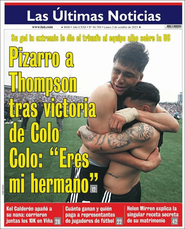 Portada de Las Últimas Noticias (Chile)