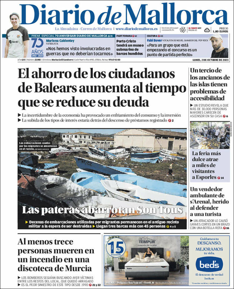Portada de Diario de Mallorca (España)