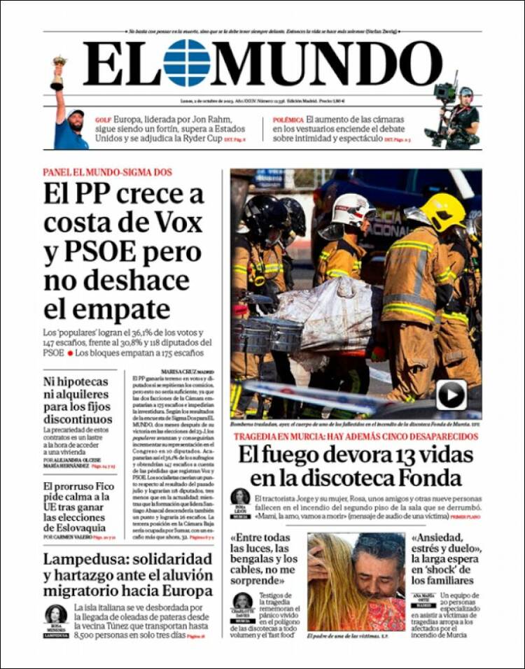 Portada de El Mundo (España)