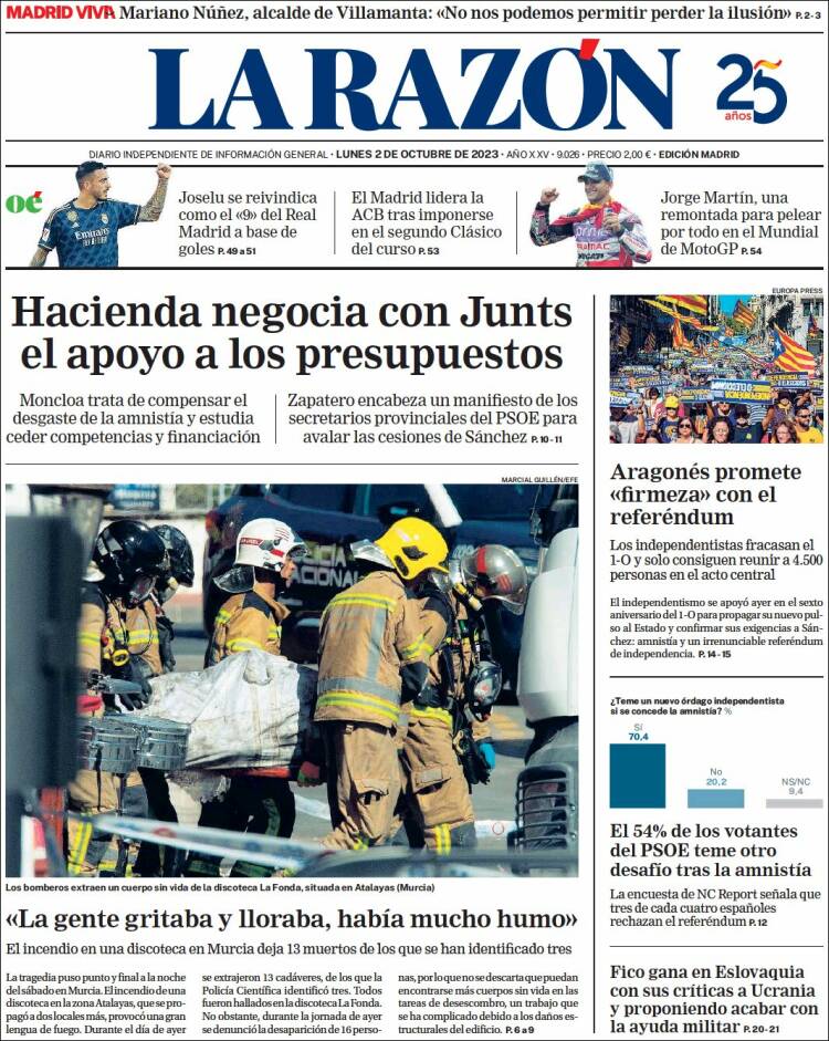 Portada de La Razón (España)