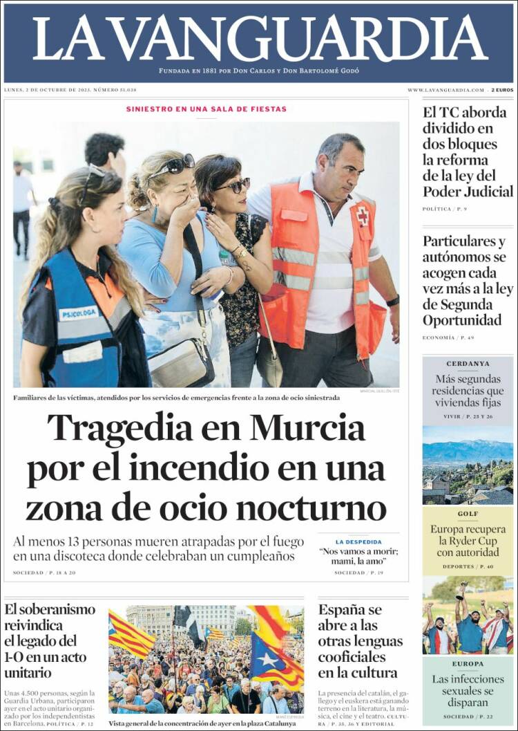 Portada de La Vanguardia (España)