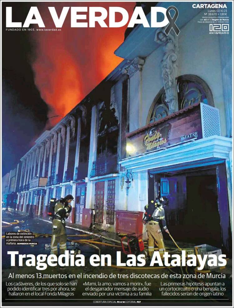Portada de La Verdad de Cartagena (España)