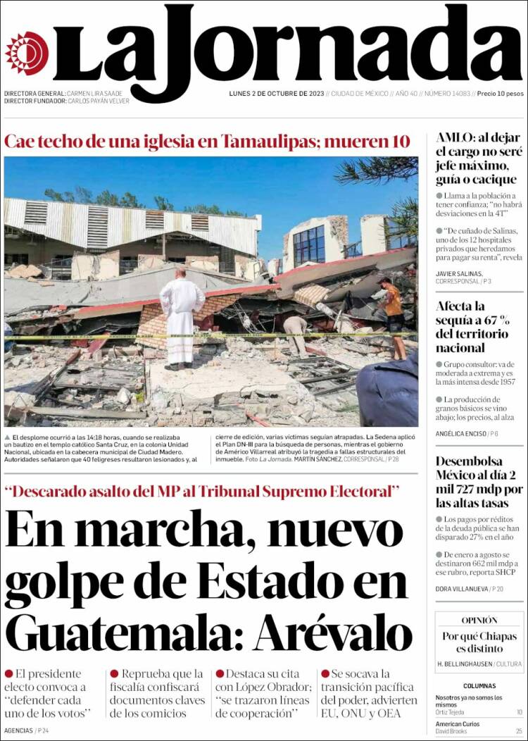 Portada de La Jornada (México)