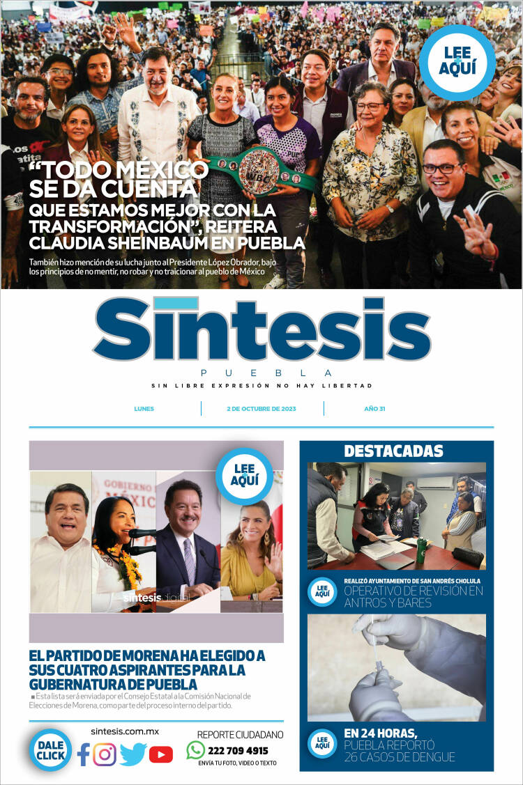 Portada de Síntesis - Puebla (México)