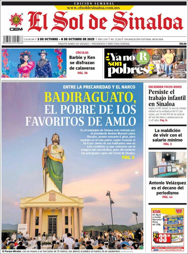 Portada de El Sol de Sinaloa (México)