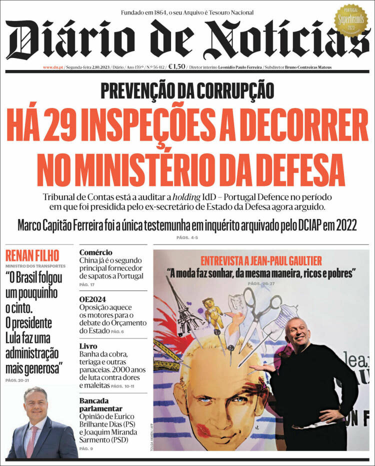 Portada de Diário de Noticias (Portugal)
